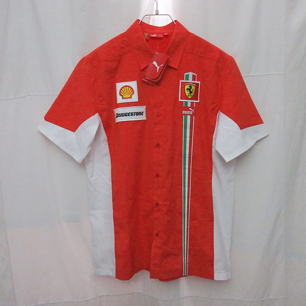 未使用・タグ付き！■PUMA × Ferrari プーマ フェラーリ シャツ チームシャツ ピットシャツ ワッペン BRIDGESTONE ブリヂストン Shell