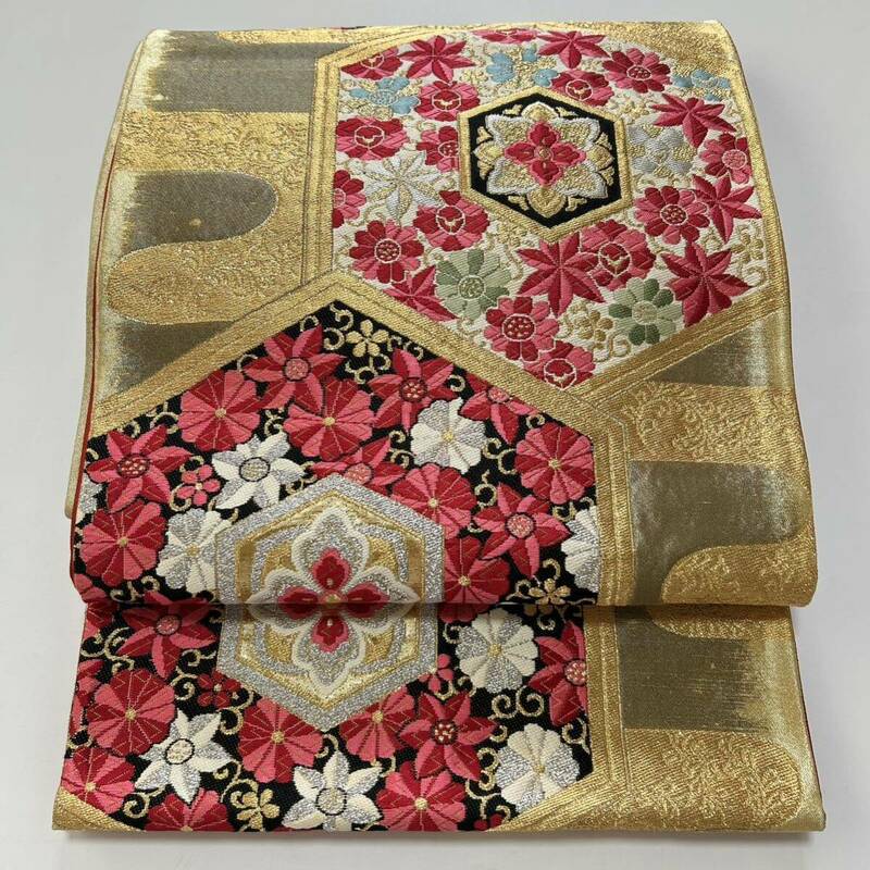 ●きもの翠● 豪華 西陣織 蘇州刺繍 綴れ織 唐織 金銀糸 プラチナ箔 吉祥柄 唐草 袋帯 六通 和装 和服 着物 正絹 #X665