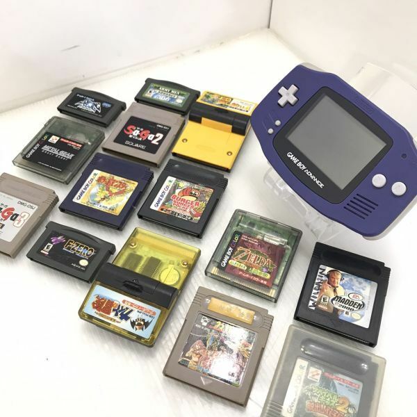 J2-61311T 【現状品】 GBA/ゲームボーイアドバンス AGB-001 ゲームボーイ含む ソフト まとめ 10本以上 パープル