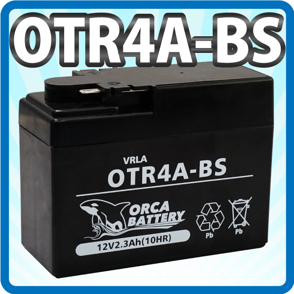 高品質 バイクバッテリー OTR4A-BS (互換：CT4A-5 NT4A-5 FTR4A-BS)互換 充電・液注入済み