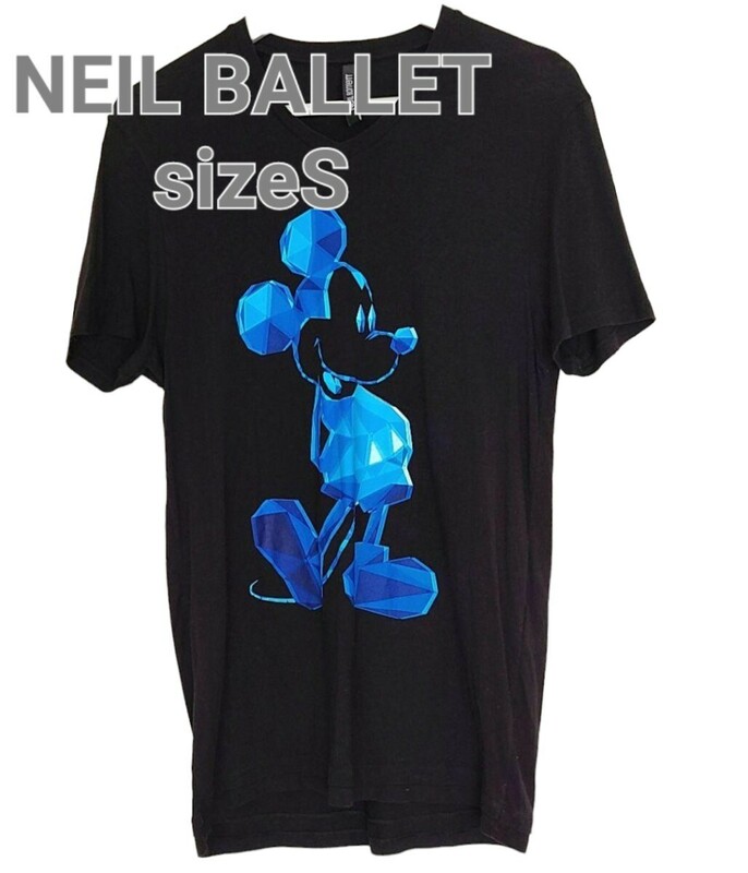 NEIL BALLETT ×DISNEY ニールバレット×ディズニーディズニー ミッキーマウス プリントVネックTシャツ Color ブラック sizeS