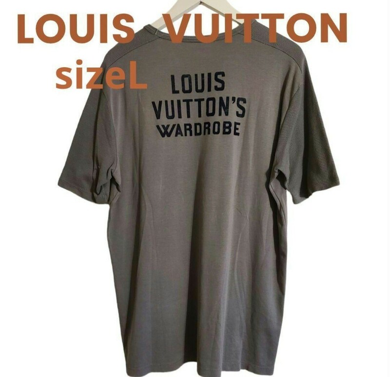 LOUIS VUITTON ルイヴィトンバックベロアロゴTシャツColor グレー系sizeL コットン100%