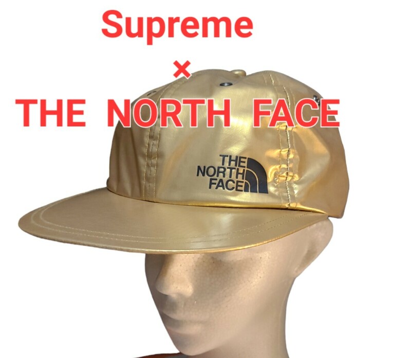 未使用 Supreme×The North Faceシュプリーム ノースフェイスキャップ18SS mettallic 6panel hatcollarゴールドタグ付き