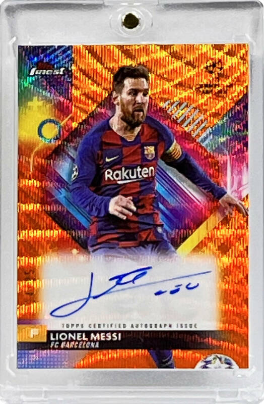 【メッシ/Lionel Messi】2023-24 Topps Finest UEFA Club Competitions Auto 直筆サイン Orange Wave /25