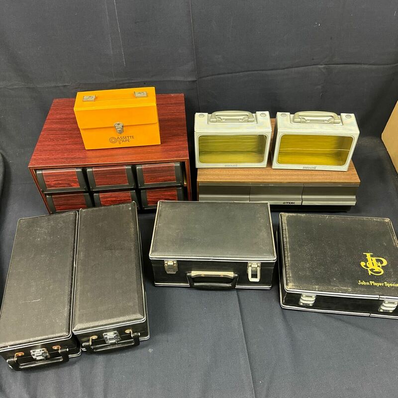 ◆昭和レトロ カセットテープ 収納ケース まとめ売り TDK maxell ローディ 木製 引き出し カセットキャビネット 収納ボックス 167-89