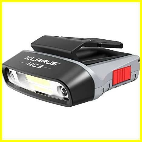 ★グレー★ Klarus HC3 LEDクリップオンキャップライトキャップライトヘッドランプ センサー制御付きの白と赤のライト 5つの調光可能モード