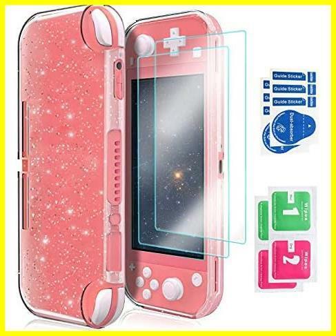 DLseego Switch lite に対応 ケース ガラスフィルム(2枚セット) シリコンケース スイッチライト 用 ソフトカバー 超薄 透明 9H硬度 超軽量