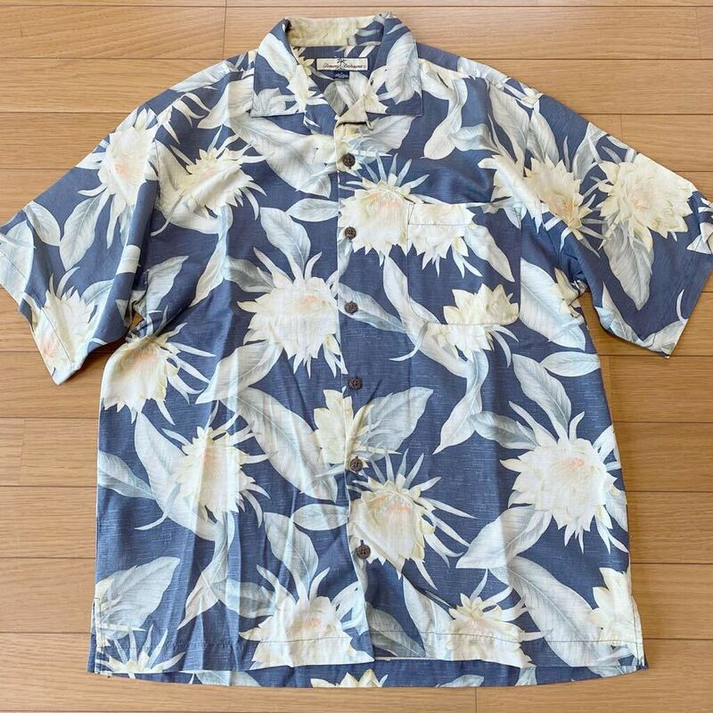 Tommy Bahama　トミーバハマ　アロハシャツ　シルク　総柄　ボタニカル　リーフ　花柄　ハワイアン　半袖　夏物　おしゃれ　メンズ　