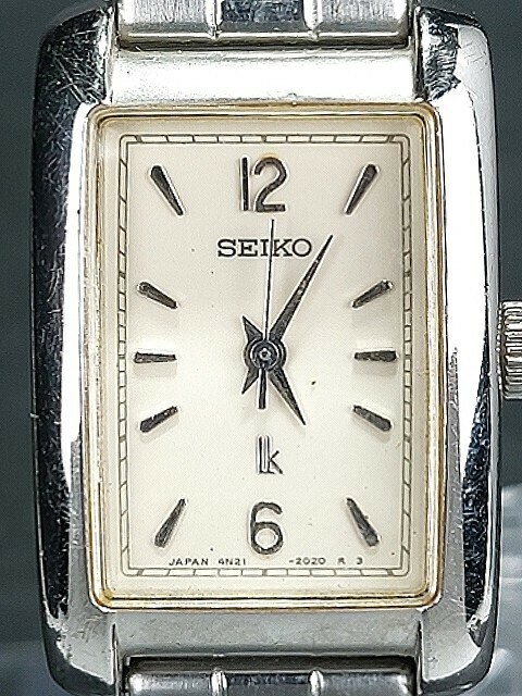 美品 SEIKO セイコー LK LKIA ルキア 4N21-5260 アナログ クォーツ 腕時計 スモールサイズ ホワイト文字盤 メタルベルト 新品電池交換済み