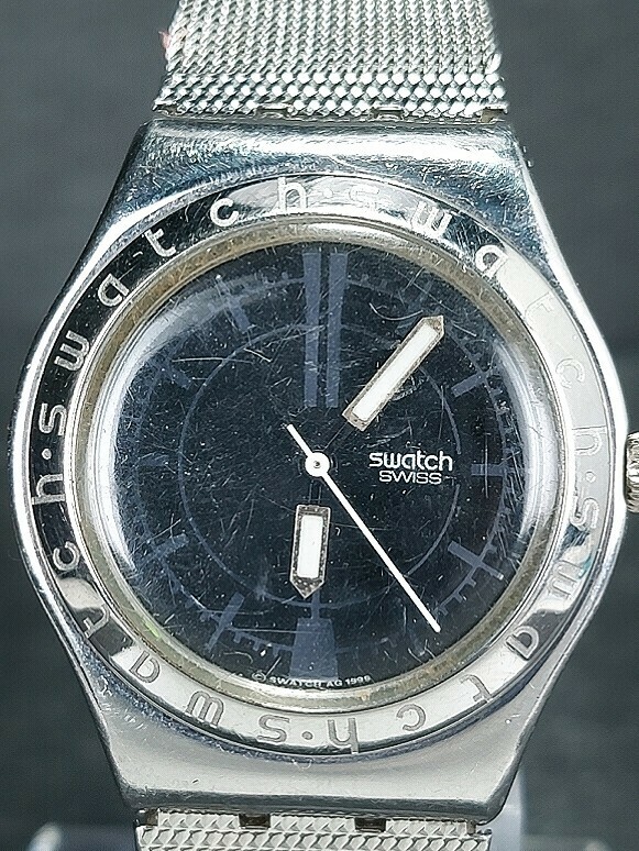 SWATCH スウォッチ IRONY アイロニー AG1999 アナログ クォーツ ヴィンテージ 腕時計 3針 ブラック文字盤 メタルベルト ステンレススチール