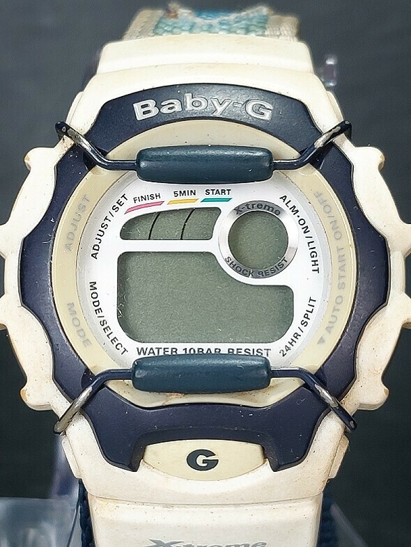 CASIO カシオ Baby-G ベビージー X-treme エクストリーム BGX-131 デジタル 腕時計 ヴィンテージ ブルー ホワイト 布製ベルト ステンレス