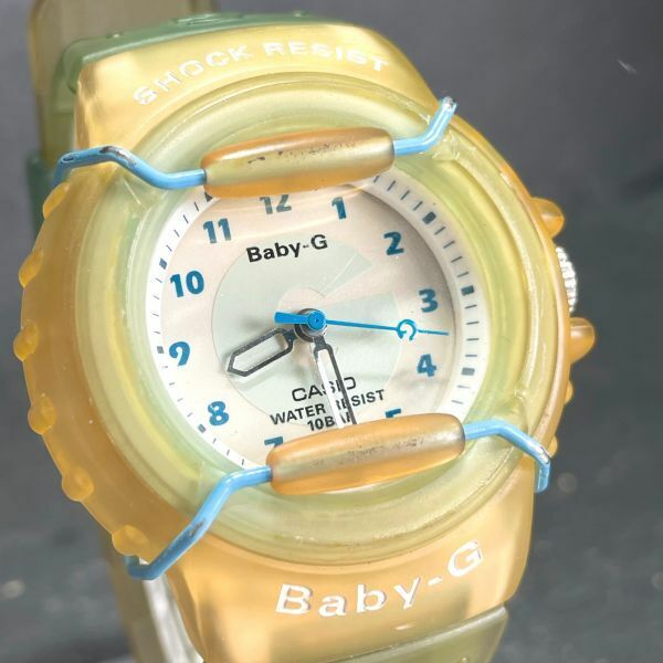 CASIO カシオ Baby-G ベビージー BG-10 腕時計 アナログ ホワイト文字盤 3針 シリコンバンド クリアイエロー ステンレススチール ホワイト