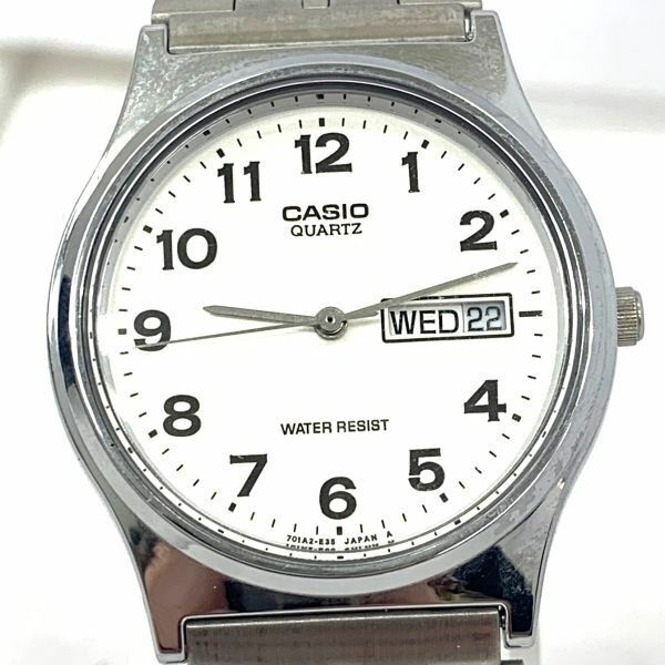 美品 CASIO カシオ STANDARD スタンダード MQ-514AJ-7B 腕時計 クオーツ アナログ ラウンド シルバー ステンレス シンプル カレンダー
