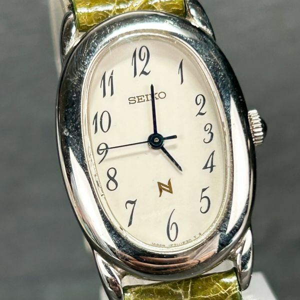 希少 SEIKO セイコー NOIE ノイエ 1F21-5B70 腕時計 クオーツ アナログ レザーベルト ステンレススチール シルバー ホワイト文字盤 楕円形