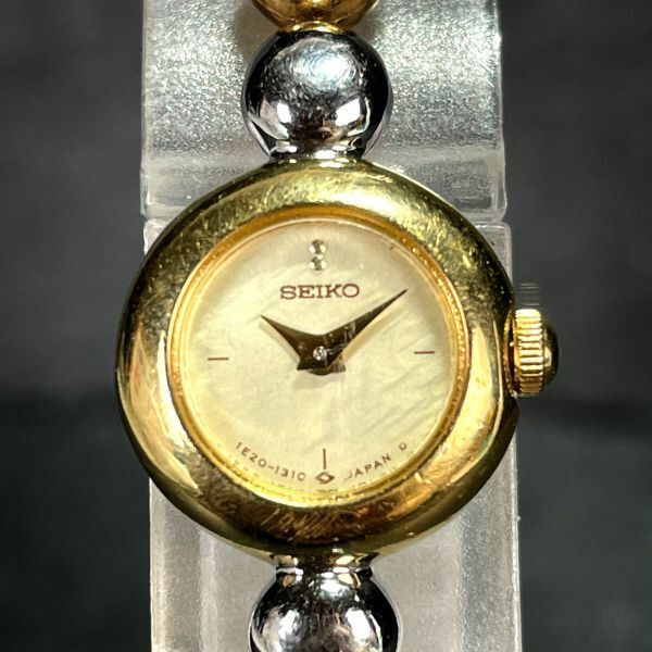 SEIKO セイコー 1E20-0070 腕時計 アナログ クオーツ ゴールド文字盤 諏訪精工舎 2針 ステンレススチール 新品電池交換済み 動作確認済み