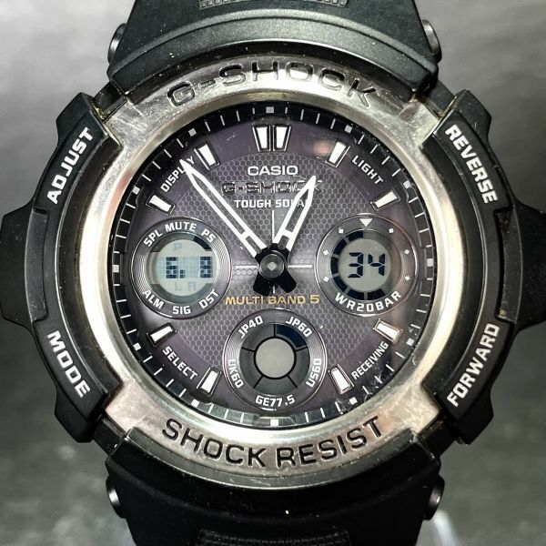 CASIO カシオ G-SHOCK ジーショック AWG-100-1 腕時計 アナデジ 電波ソーラー タフソーラー 多機能 カレンダー ブラック文字盤 動作確認済