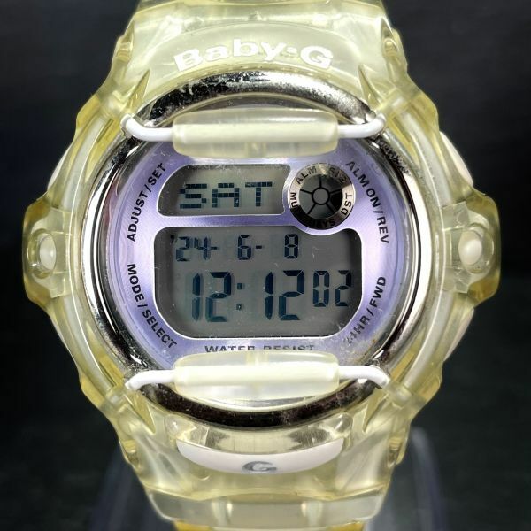 CASIO カシオ Baby-G ベビージー BG169R-7E 腕時計 デジタル クオーツ 多機能 カレンダー ラバーベルト クリア パープル 動作確認済み