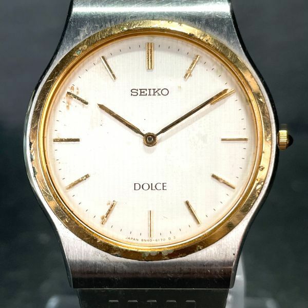 SEIKO セイコー DOLCE ドルチェ 8N40-6090 腕時計 アナログ クオーツ ホワイト文字盤 メタルベルト シルバー ラウンド ステンレススチール