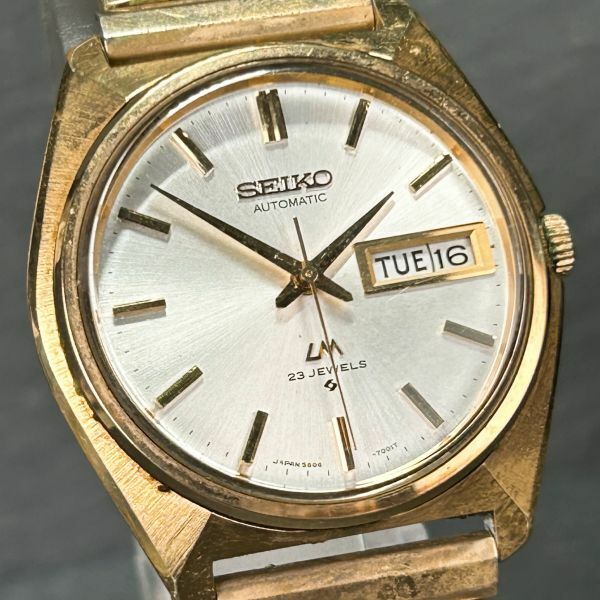 1970年代製 SEIKO セイコー LM ロードマチック 5606-7000 23石 腕時計 自動巻き アナログ ゴールド ヴィンテージ 諏訪精工舎 動作確認済み