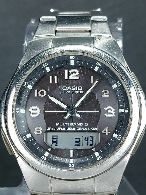 CASIO カシオ WAVE CEPTOR ウェーブセプター WVA-M480D-1A デジアナ 電波ソーラー 腕時計 ブラック文字盤 ステンレススチール 動作確認済み