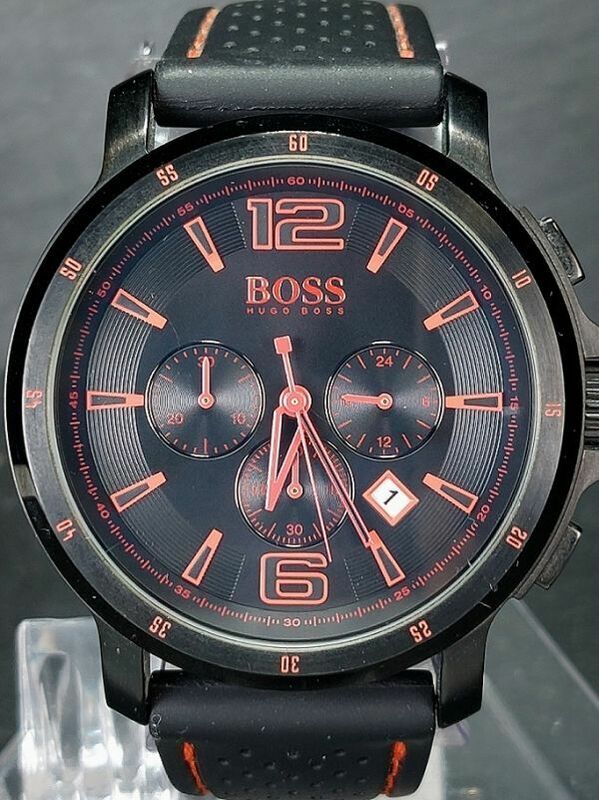 HUGO BOSS ヒューゴボス HB.134.34.2324 メンズ アナログ クォーツ 腕時計 ブラック レッド クロノグラフ デイトカレンダー 新品電池交換済