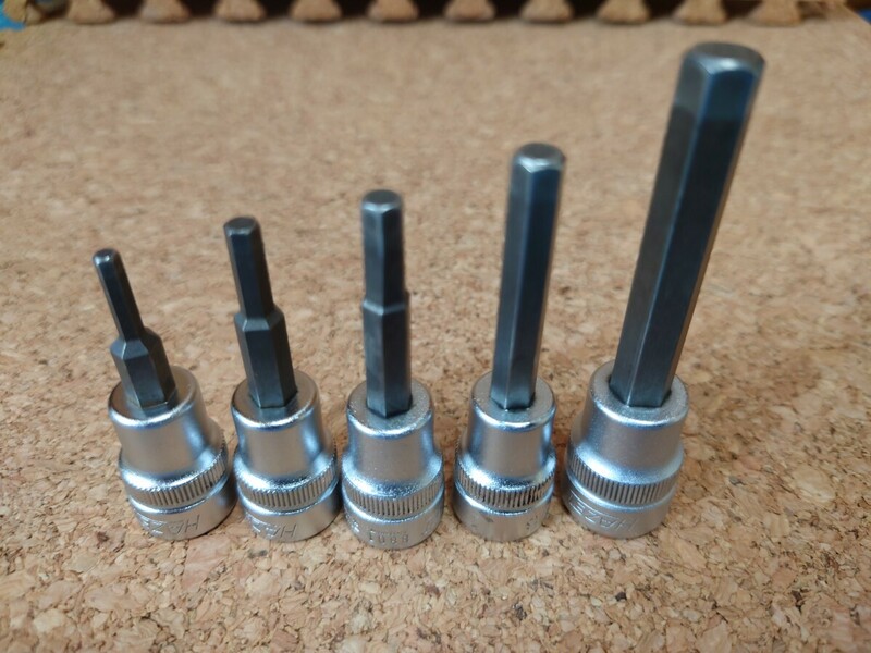 HAZET 8801シリーズ 3/8”Drive ヘックスドライバーソケット 3,4,5,6,8mm 5本セット ドイツ製 ※使用感多め 稀少モデル 六角 ハゼット