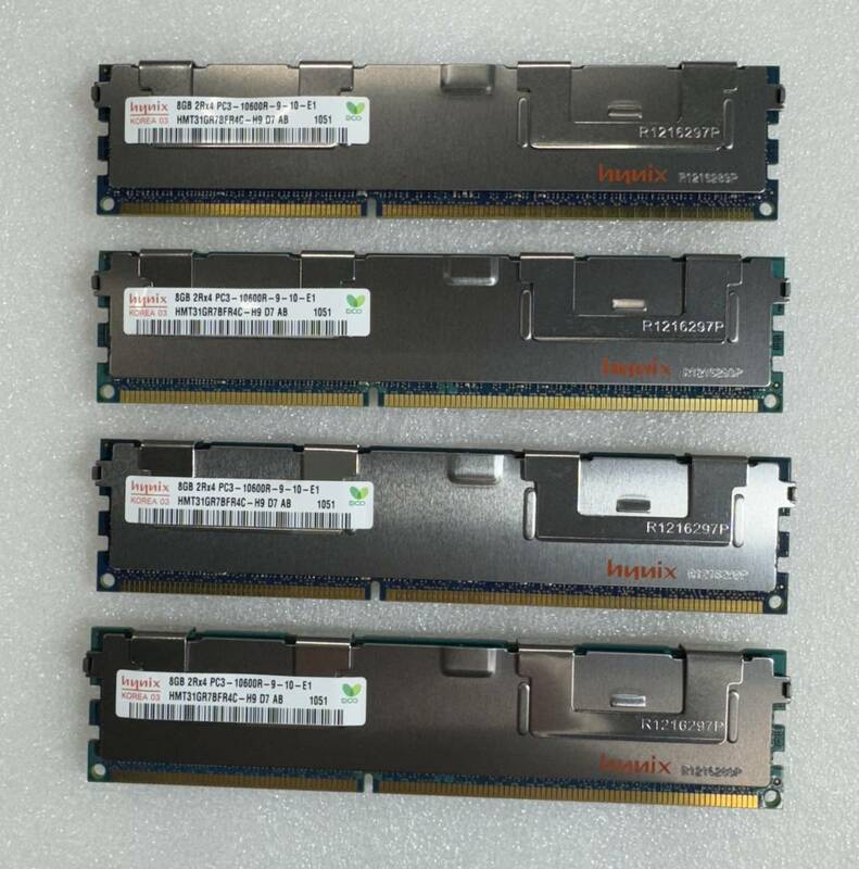 メモリ hynix 8GB 2Rx4 PC3-10600R ※4枚セット※　（管：RA0003）