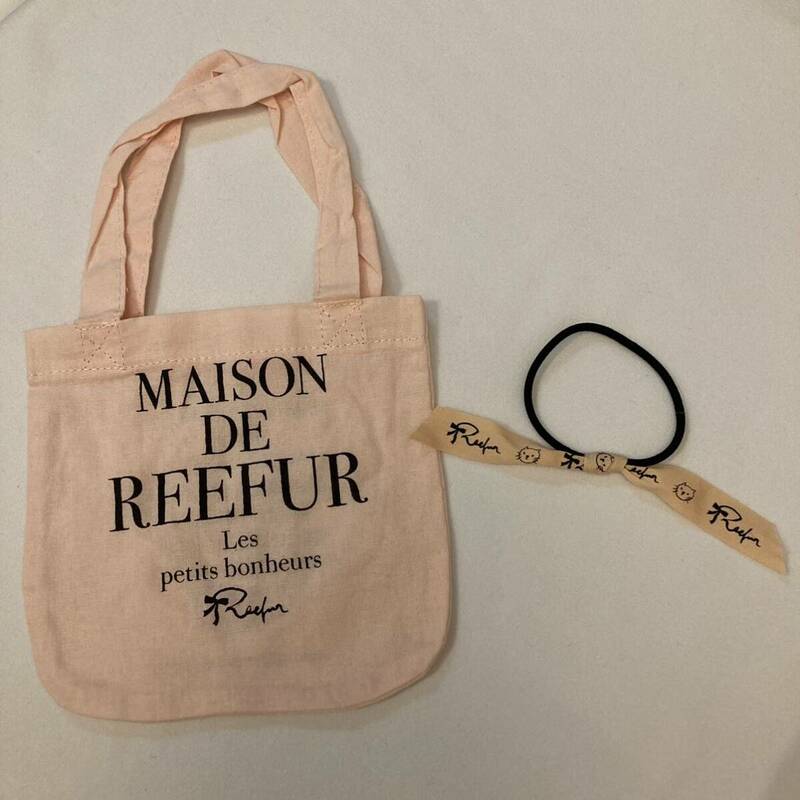 即決！ 送料込み！ メゾン ド リーファー リボンゴム 猫柄ピンクベージュショッパー付き 梨花 MAISON DE REEFUR