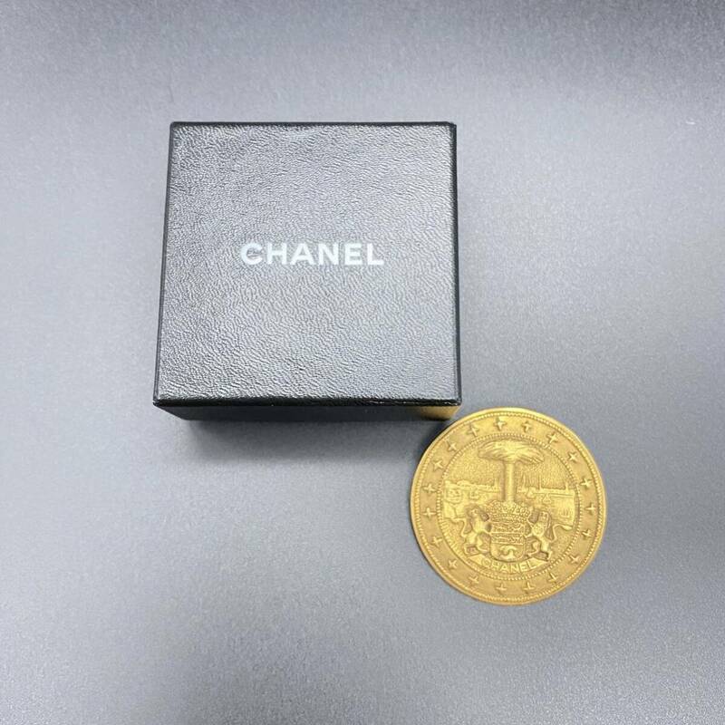 【S-65】CHANEL シャネル ヴィンテージ アクセサリー ココマーク ブローチ ラウンド ゴールド ※コメマーク有