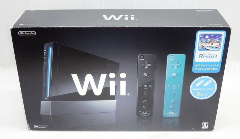 Nintendo Wii 本体 クロ スポーツリゾート同梱版 リモコンプラス2個入りセット