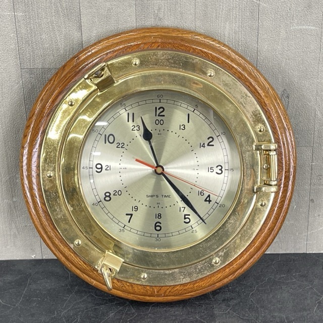 船舶時計 【中古】 壁掛け時計 SHIPS TIME アンティーク 直径34.5×5cm/57846