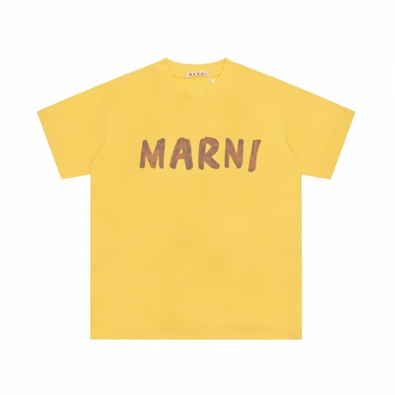 MARNI マルニ ロゴ入り コットン製 半袖Tシャツ 黄色 カットソー ユニセックス 38サイズ（155/80A）