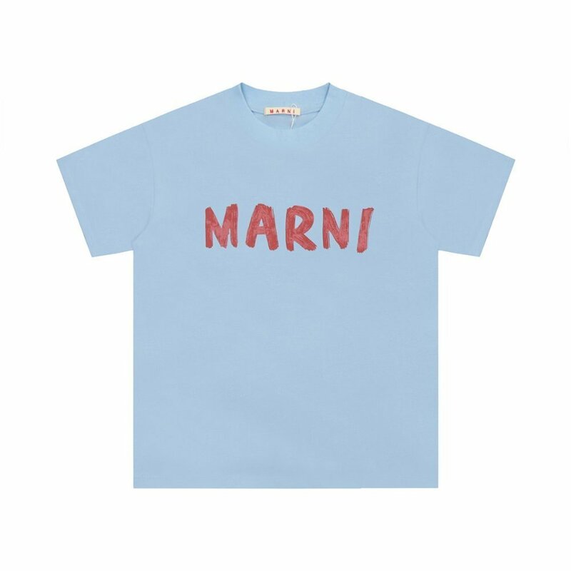 MARNI マルニ ロゴ入り コットン製 半袖Tシャツ ブルー カットソー ユニセックス 40サイズ（160/84A）