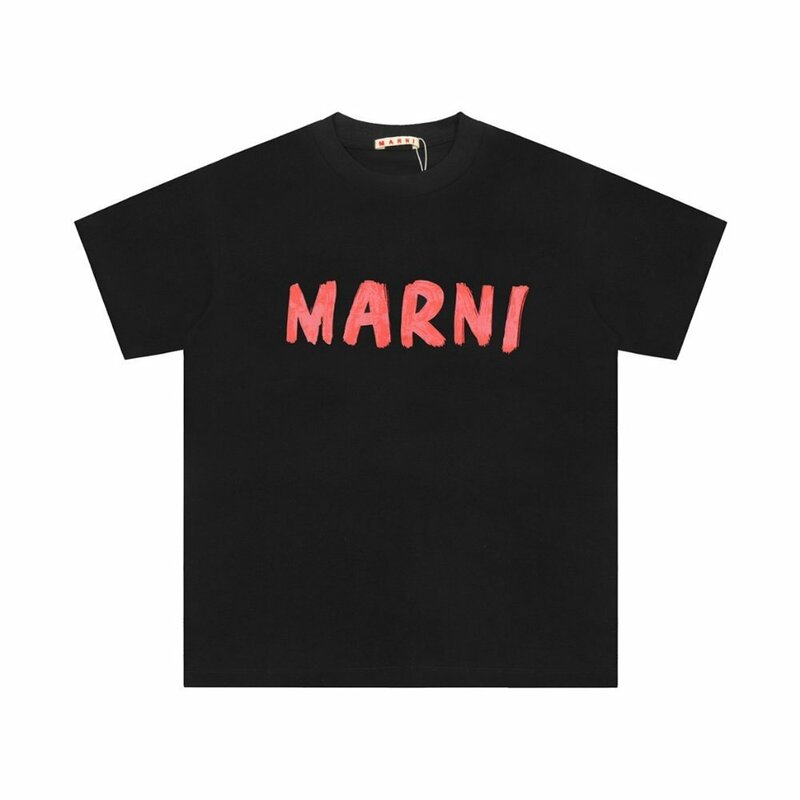 MARNI マルニ ロゴ入り コットン製 半袖Tシャツ ブラック カットソー ユニセックス 42サイズ（165/88A）