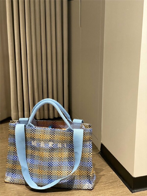 マルニ MARNI ショッピングバッグ ピクニックバッグ 大容量 青 おしゃれ ファッション 鞄