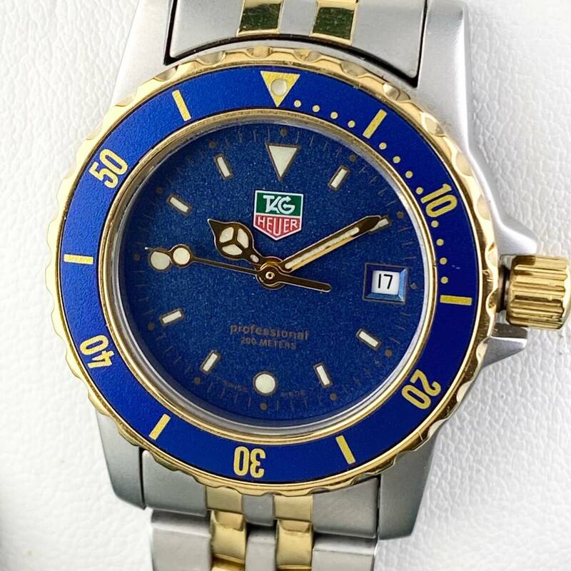 【1円〜】TAG HEUER タグ ホイヤー 腕時計 レディース WD1423-G-20 ブルー文字盤 ゴールド プロフェッショナル デイト 正規品