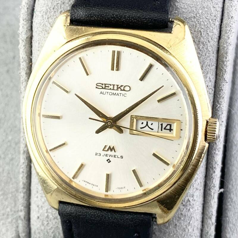 【1円〜】SEIKO セイコー 腕時計 メンズ LM ロードマチック 5606-7000 シルバー文字盤 ゴールド 23石 デイデイト 可動品
