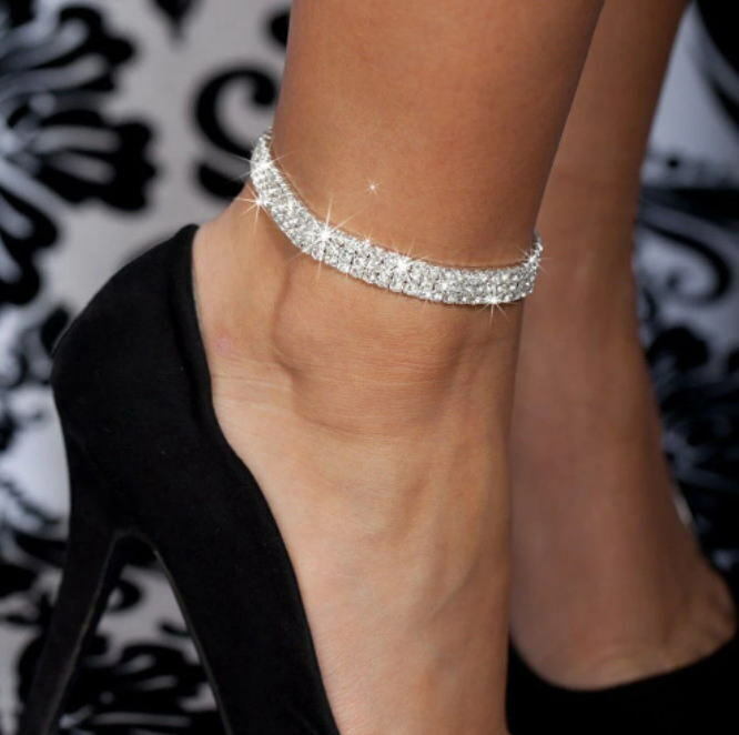 足首の引き締め感★ゴージャスきらきらczダイヤモンドシルバー925色アンクレット
