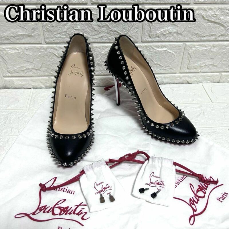 定価約13万円【近年モデル/未使用】 Christian Louboutin クリスチャンルブタン ヒール ピンヒール パンプス スタッズ ブラック