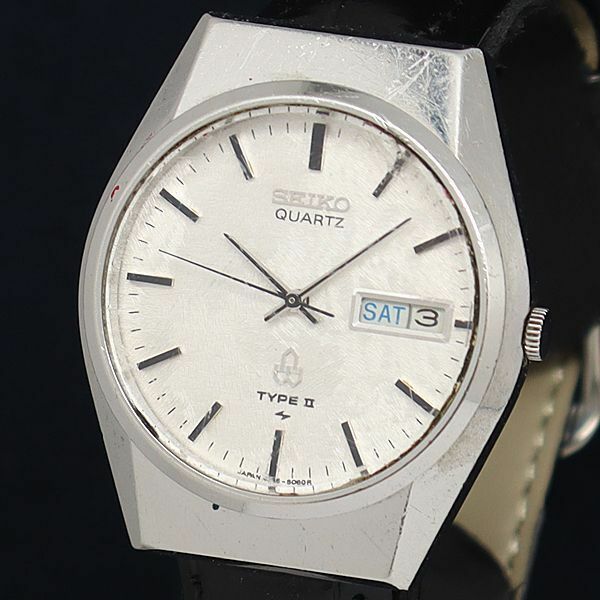 1円 稼動 QZ セイコー タイプツー 4336-8050 デイデイト 白系文字盤 メンズ腕時計 OKZ 2011000 5BJY