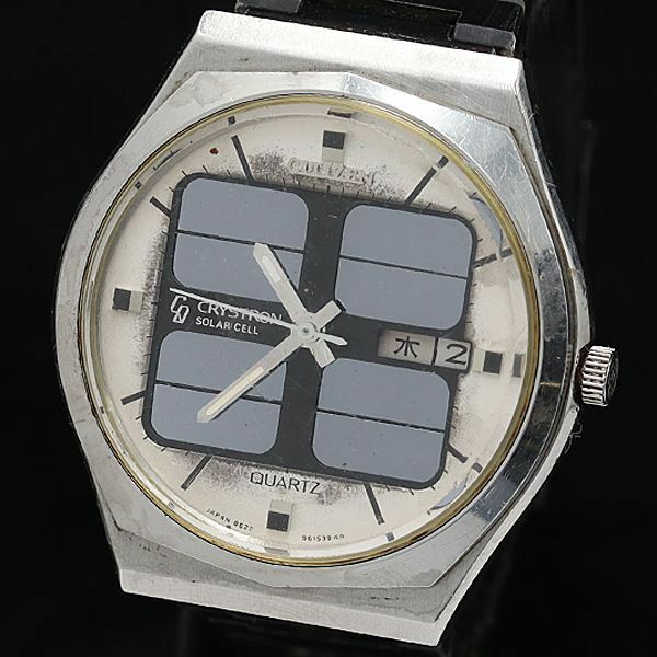 1円 シチズン クリストロン ソーラーセル 4-8608 QZ デジアナ デイデイト メンズ腕時計 DOI 2000000 NSK