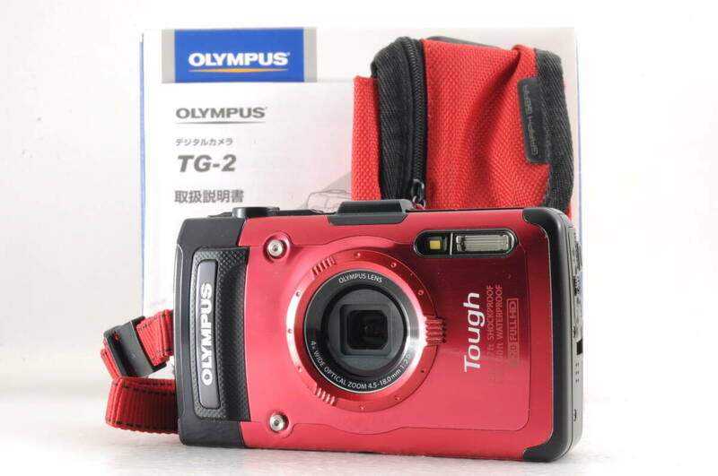 動作品 オリンパス OLYMPUS STYLUS Tough TG-2 タフ 赤 レッド コンパクトデジタルカメラ 箱 取説 ケース付 管GG3317