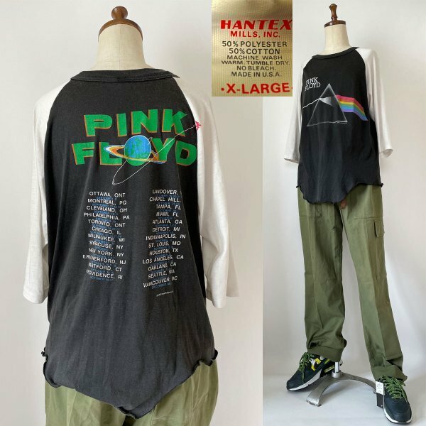 ★【80s USA製 タイトXL コピーライト有】傑作ビンテージ 1987 PINK FLOYD ピンクフロイド 狂気 ツアー プログレ バンド ロックTシャツ