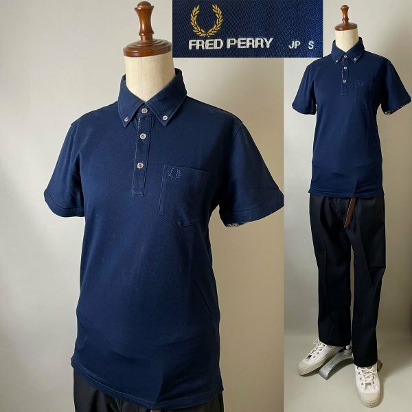 ★【国内正規品 F1481 USED品】 FRED PERRY フレッドペリー F1481 Liberty リバティ 花柄 プリント 鹿の子 ボタンダウン ポロ シャツ S