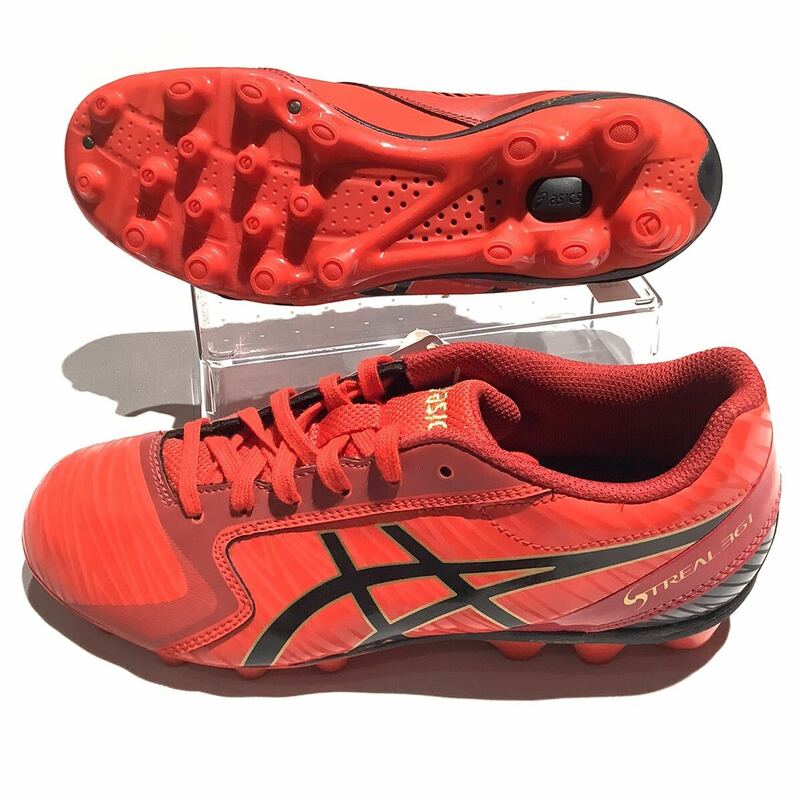 【1円スタート】★新品★ asics(アシックス) ジュニアサッカースパイク ストリアル 361 Jr ver3 [TSI508] 23.5cm オレンジレッド×ブラック