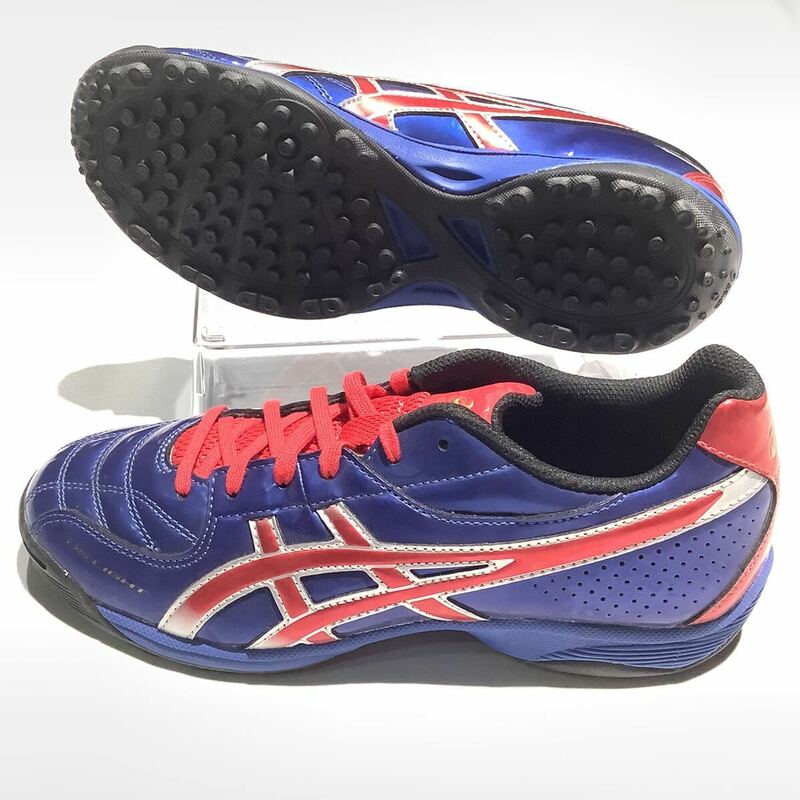 【1円スタート】★新品★ asics(アシックス) ジュニア サッカースパイク DS LIGHT5 Jr TF [TST646] 24.0cm ブルー×レッド(5023)