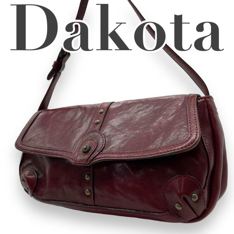 美品　Dakota ダコタ　s99 レザー　ハンドバッグ　ボルドー　フラップ　赤