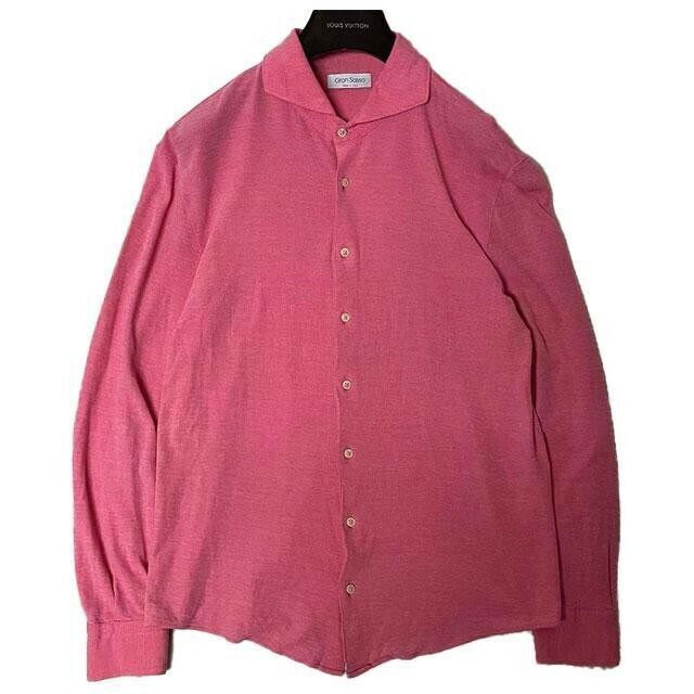 春夏 Gran Sasso グランサッソ 鹿の子ドレスシャツ 50/XL ピンク 美品 F090