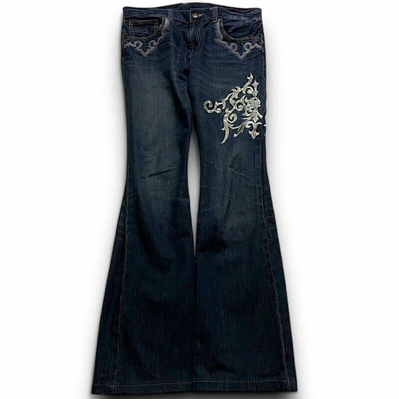 00s Japanese Label Tribal Flared Jeans Tornado Martトルネードマート フレア デニムパンツ ifsixwasnine lgb KMRii 14th addiction rare