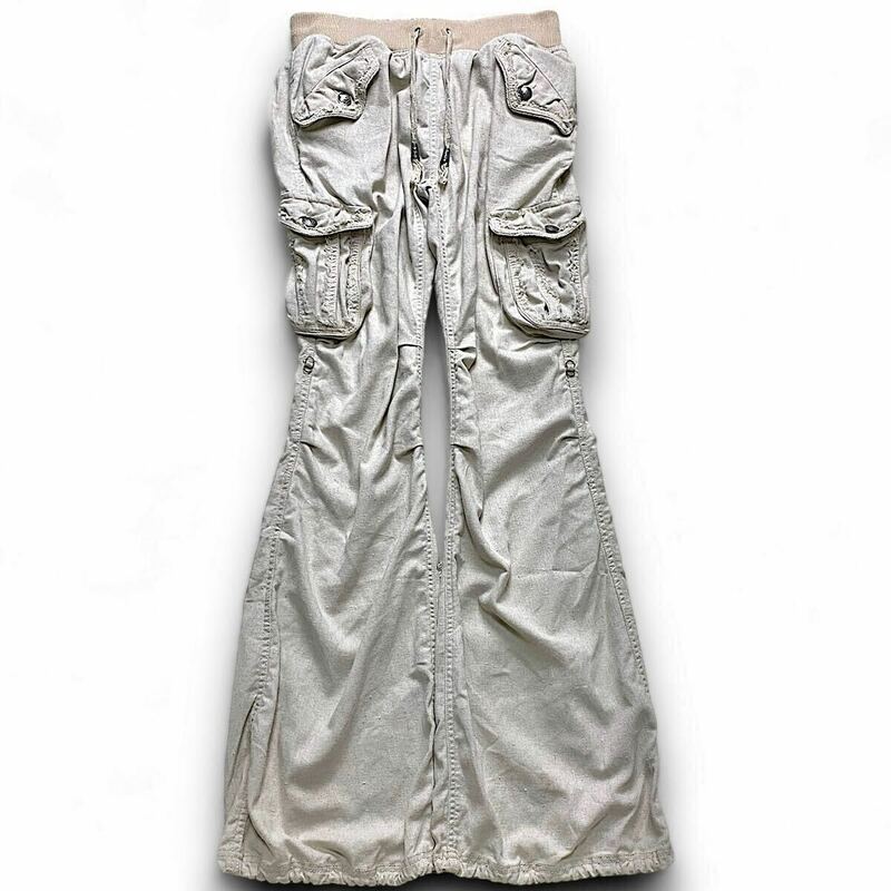 00s G.O.A Archive Parachute Flared Cargo Pants ミリタリー フレア カーゴパンツ l.g.b lgb goa ifsixwasnine kmrii 14th addition rare 